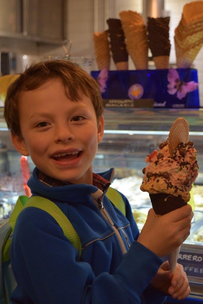 One young happy customer and Dad was even happier he didn't have to pay extra for the sprinkles!